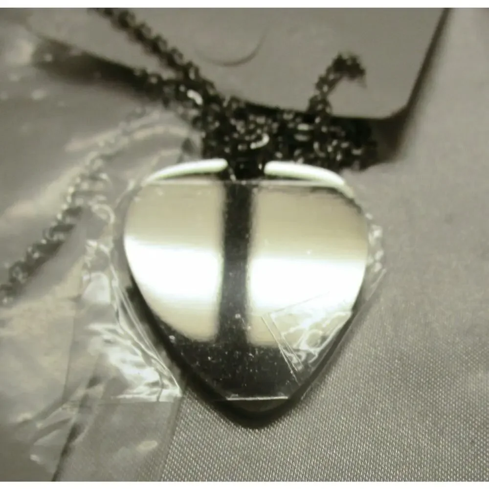 Lot 3 Pc Valentines Day Gift Love Engraved Guitar Pick Silvertone Necklace NEW